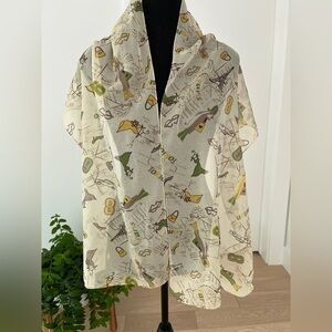 SCARF Sheer Charming Made Italy World Cities Whimsical Pattern Lightweight